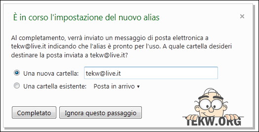 Smistamento posta in arrivo Alias Hotmail