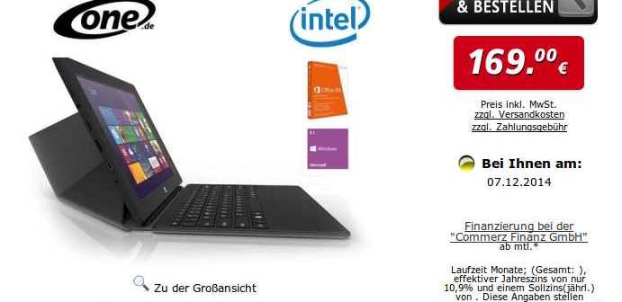 ONE Xcellent 10 Tablet Windows a 169€