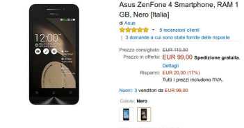 Asus ZenFone 4 in promozione a 99€