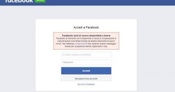 impossibile accedere a Instagram Facebook