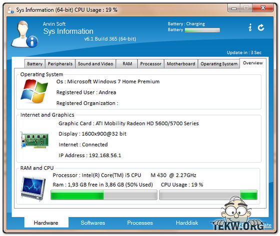 SysInformation informazioni hardware e  software del computer